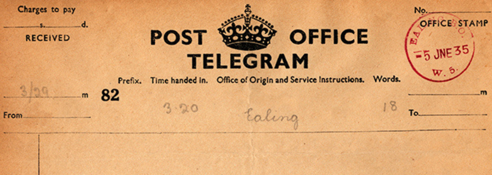 Picture of an old-fashioned telegram.