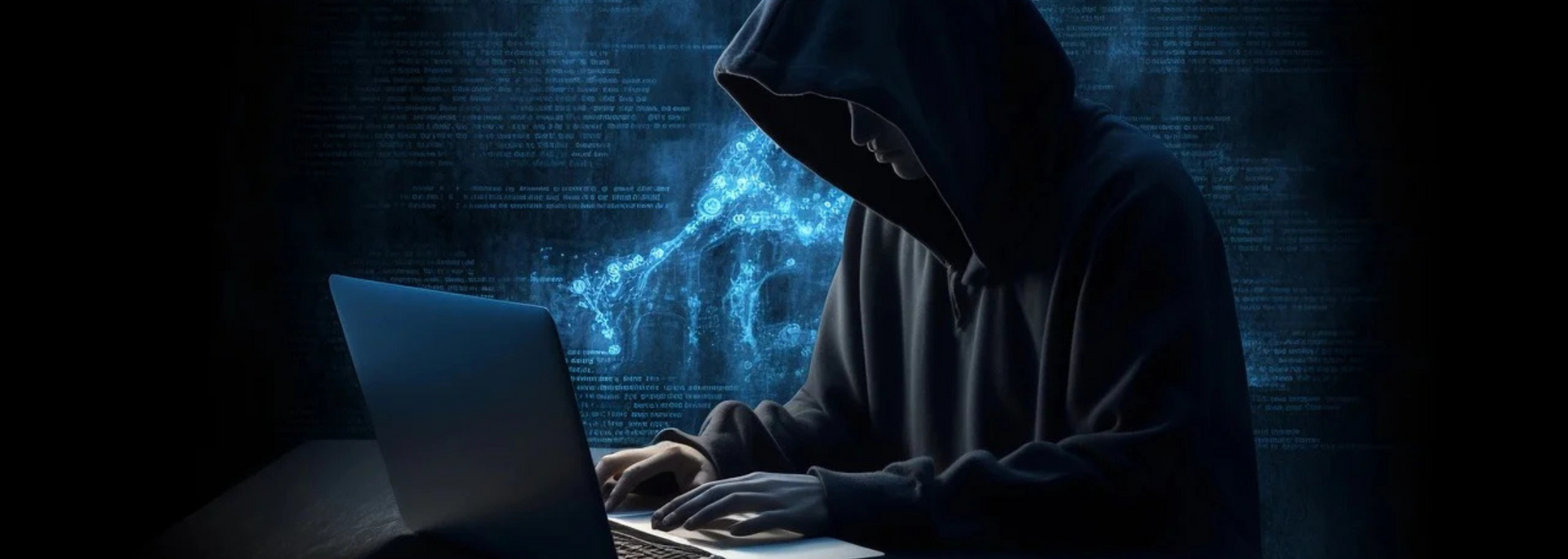 Picture of a hacker at computer.