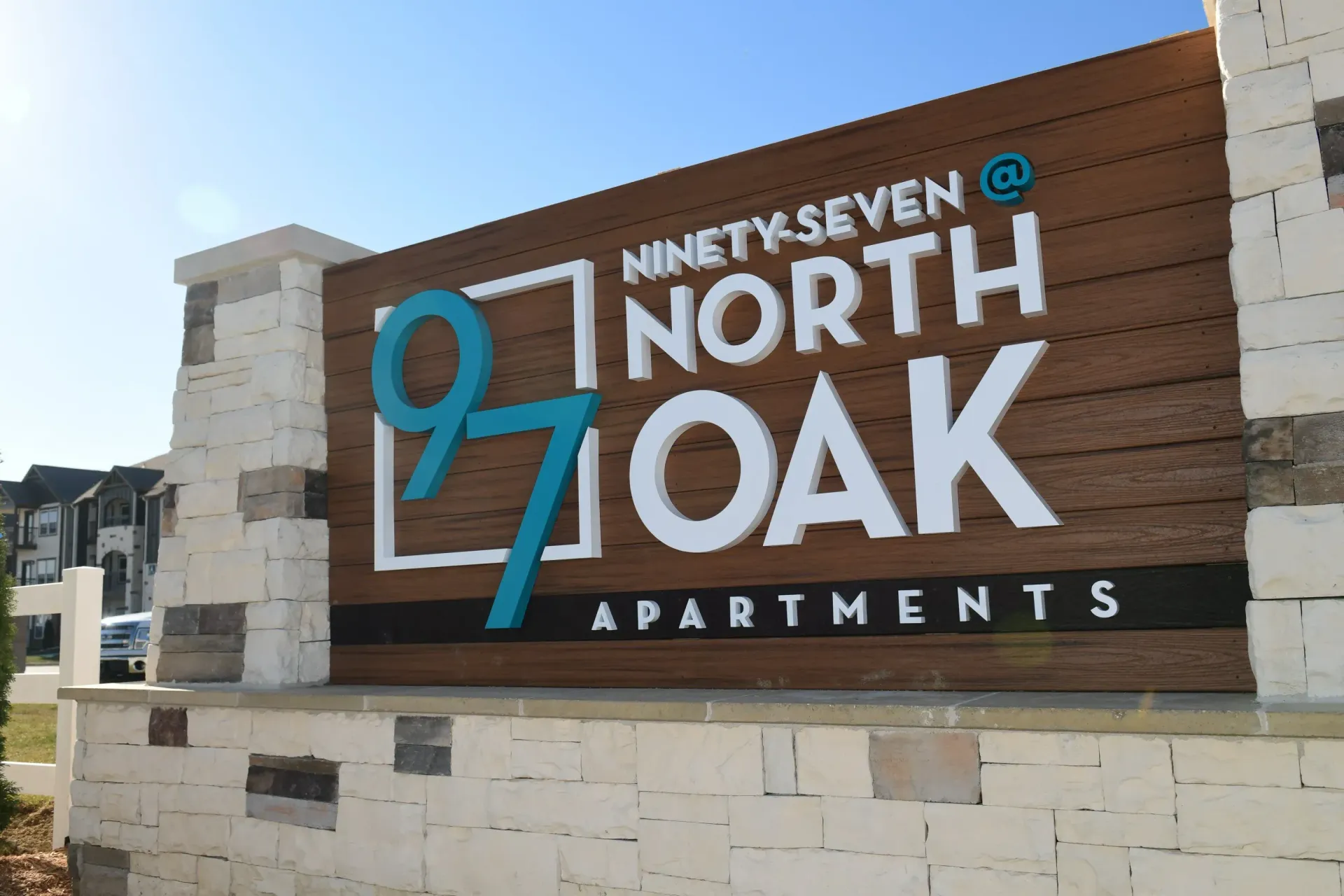 Signage for Ninety-Seven North Oak Apartments