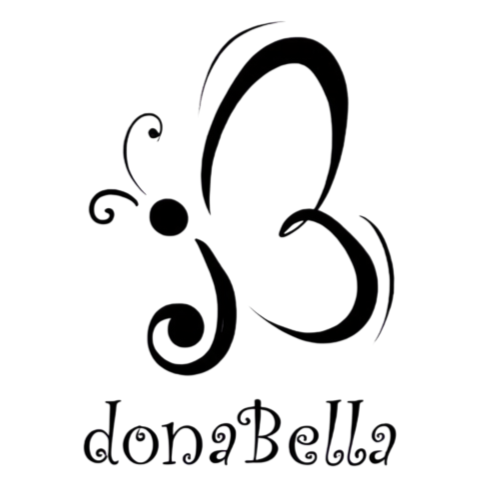 Logotipo de mariposa negra, estilizado, con el nombre