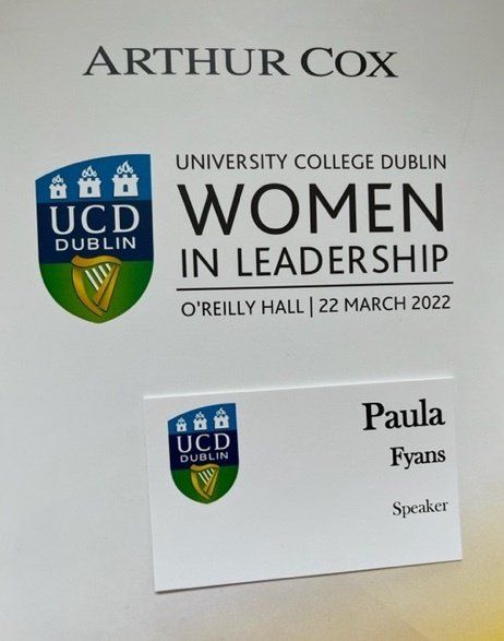 UCD Women in Leadership Conference Paula Fyans Speaker Badge