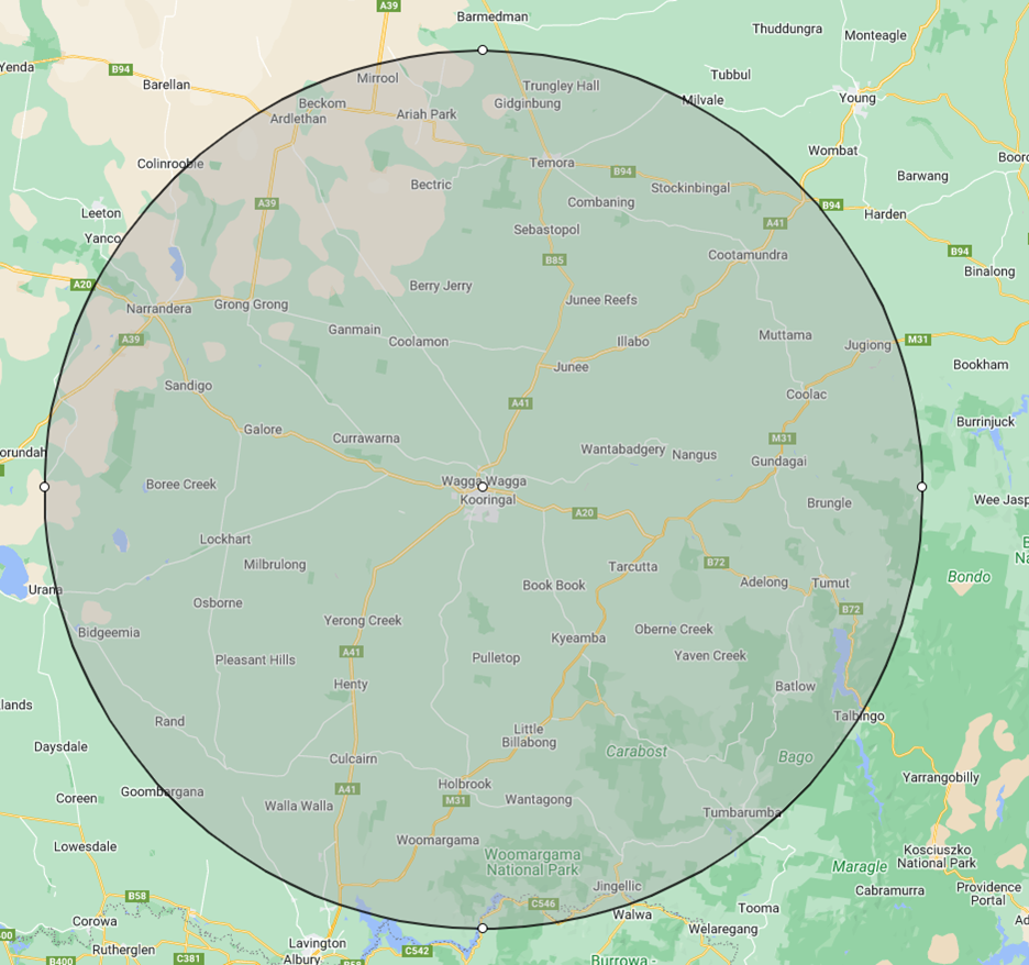 Service Area — Wagga Wagga, NSW — Kennedy Bros Earthmoving Service Area — Wagga Wagga, NSW — Kennedy Bros Earthmoving