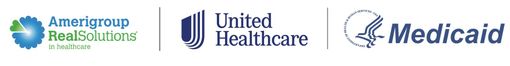 Two logos for amerigroup real solutions and united healthcare