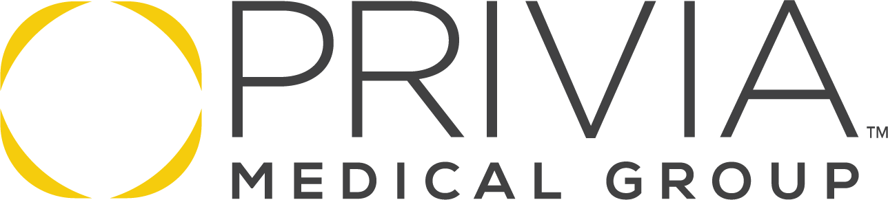 The privia medical group logo is black and yellow on a white background.