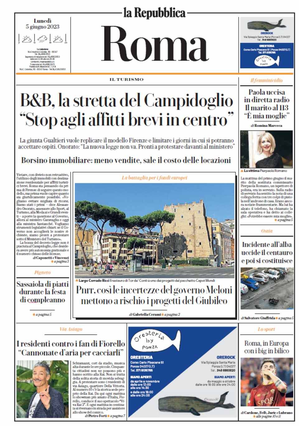 articolo su quotidiano locale