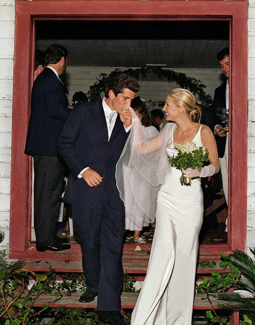 JFK Jr. and Carolyn Bessette exiting the church where they married in 1996.