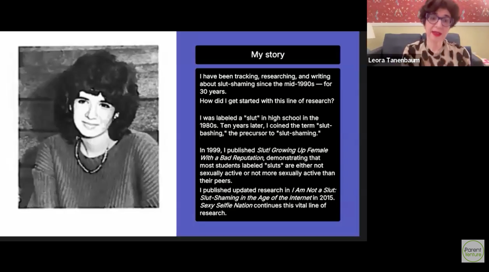 Screenshot from webinar presentation sponsored by The Parent Venture.