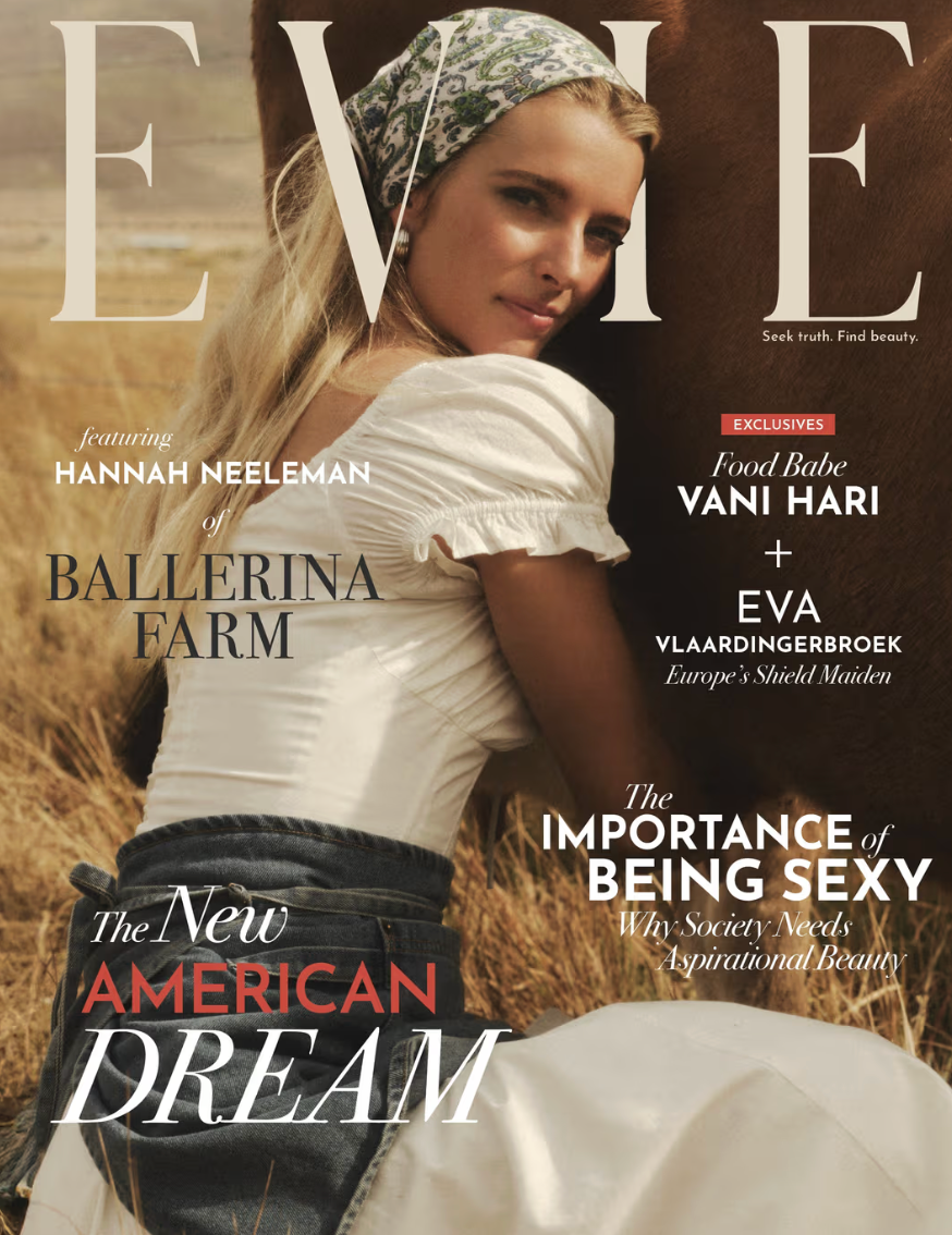 Cover of 2025 issue of Evie magazine, featuring Hannah Neeleman.