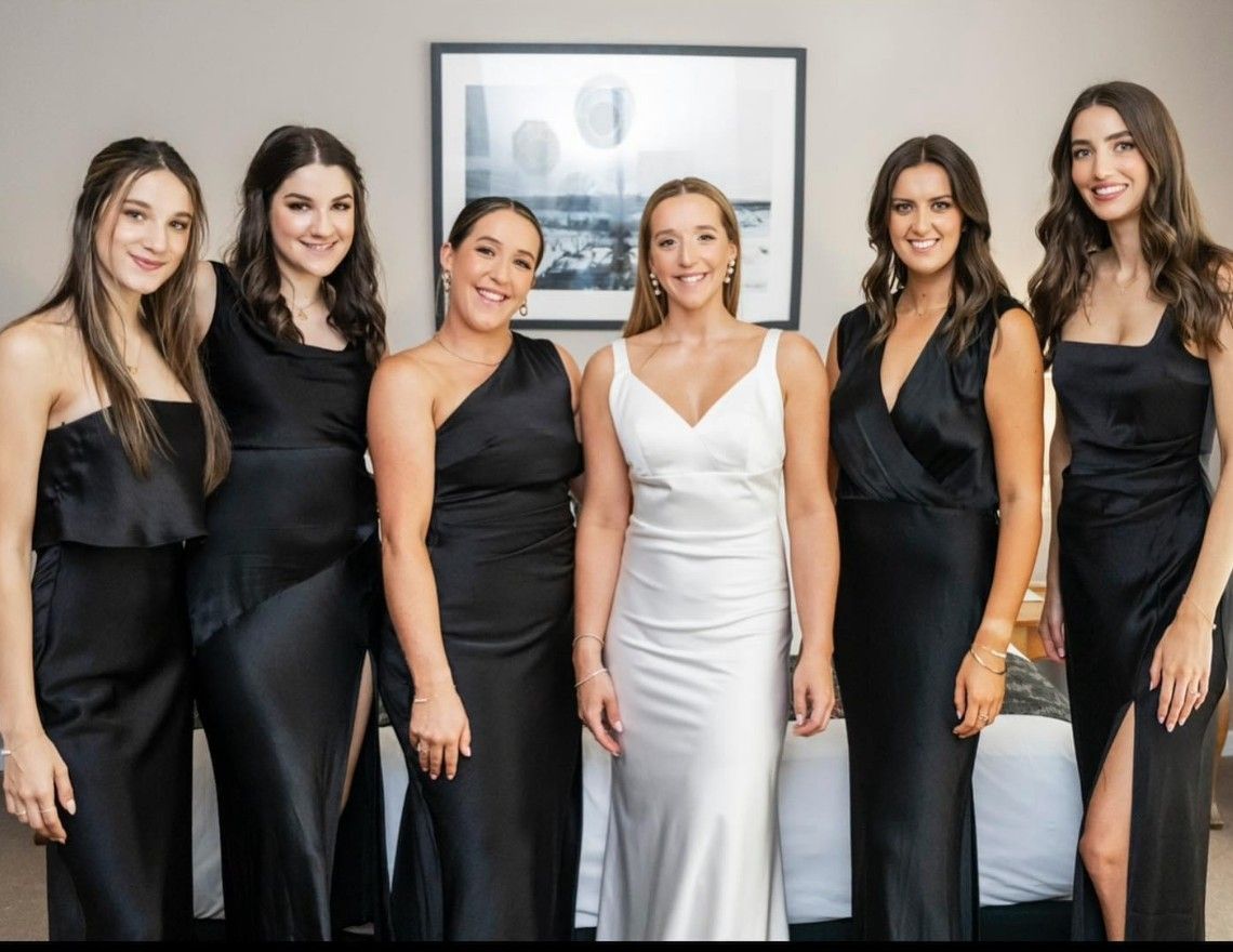 A Bride and Her Bridesmaids Are Posing for A Picture Together