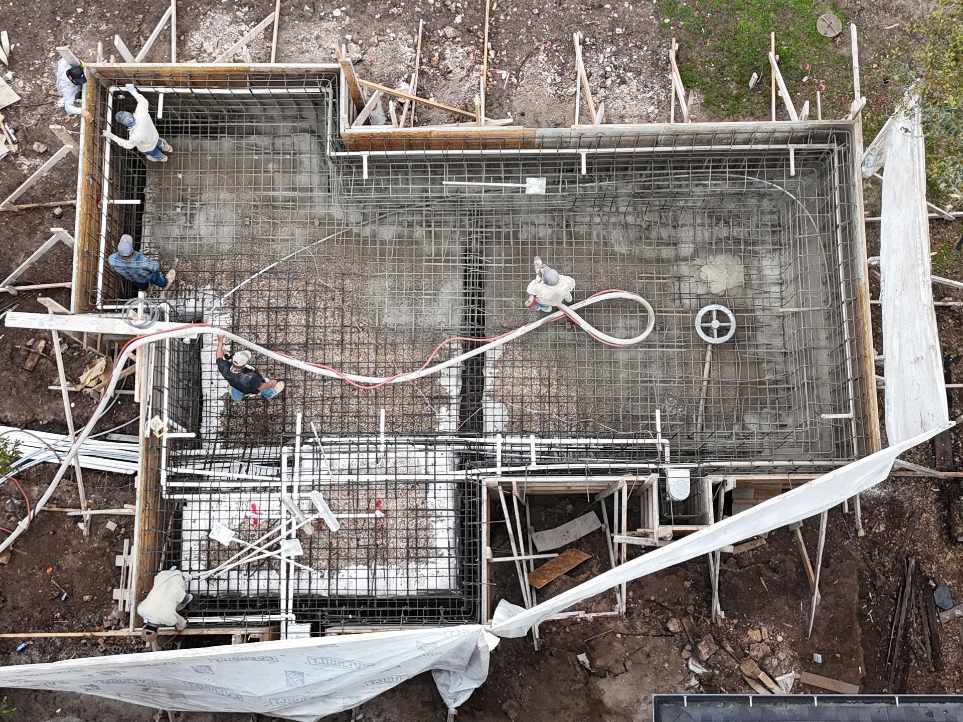 “Steel rebar framework for new pool installation in New Braunfels