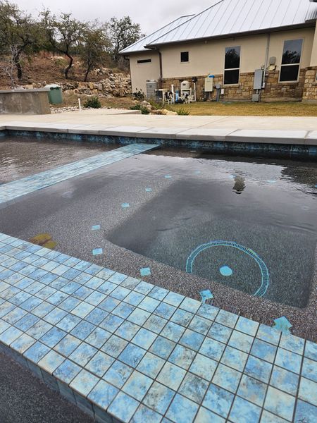 Flush spa with swimming pool