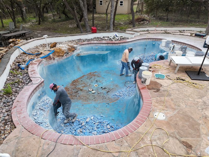 Full renovation of interior of swimming pool and decking| J. Oliver Custom Pools & Design