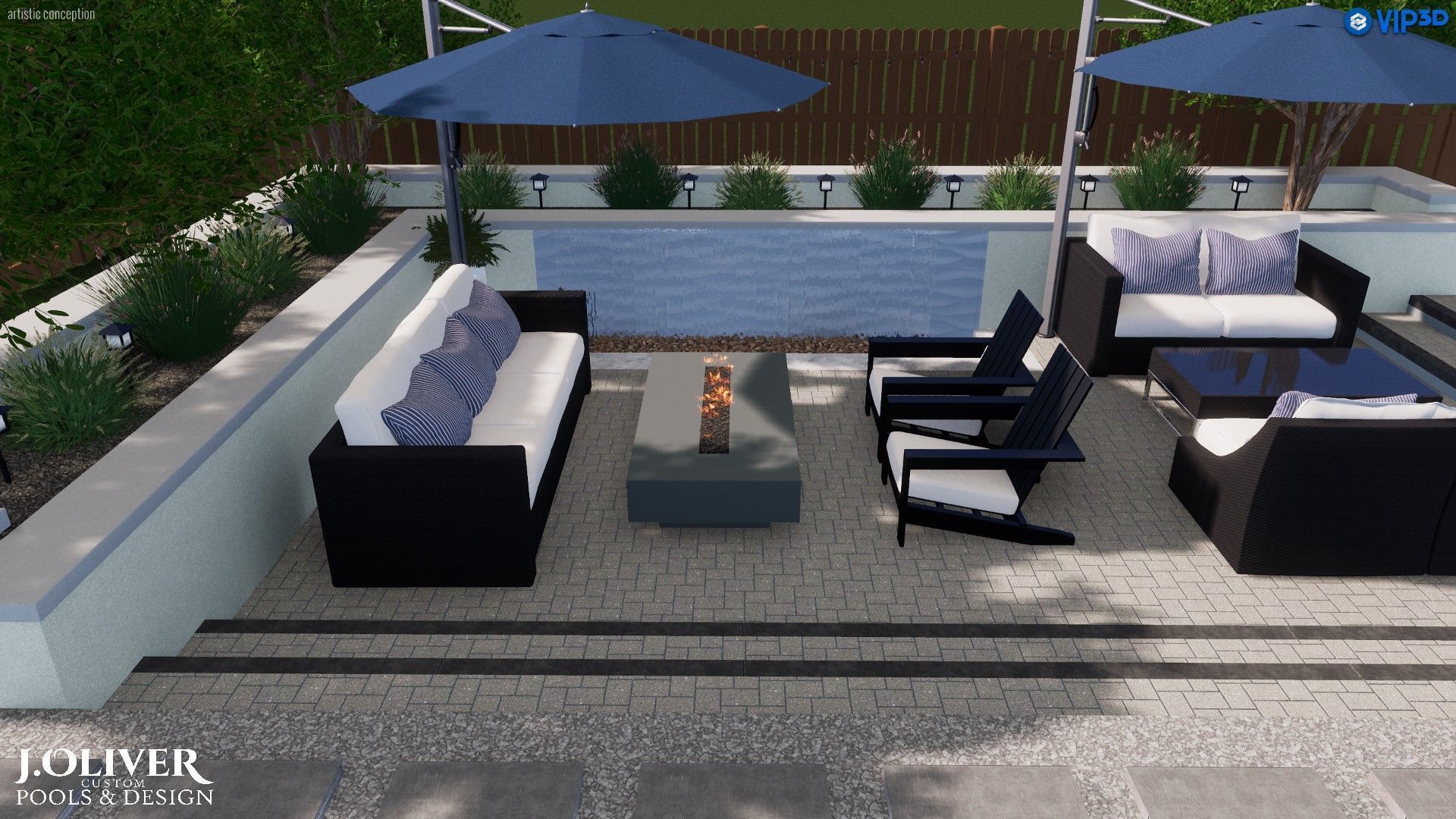 Free swimming pool design is standard with J. Oliver Pools