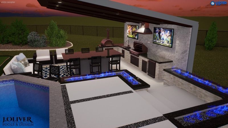 Free complete backyard retreats design is standard with J. Oliver Pools