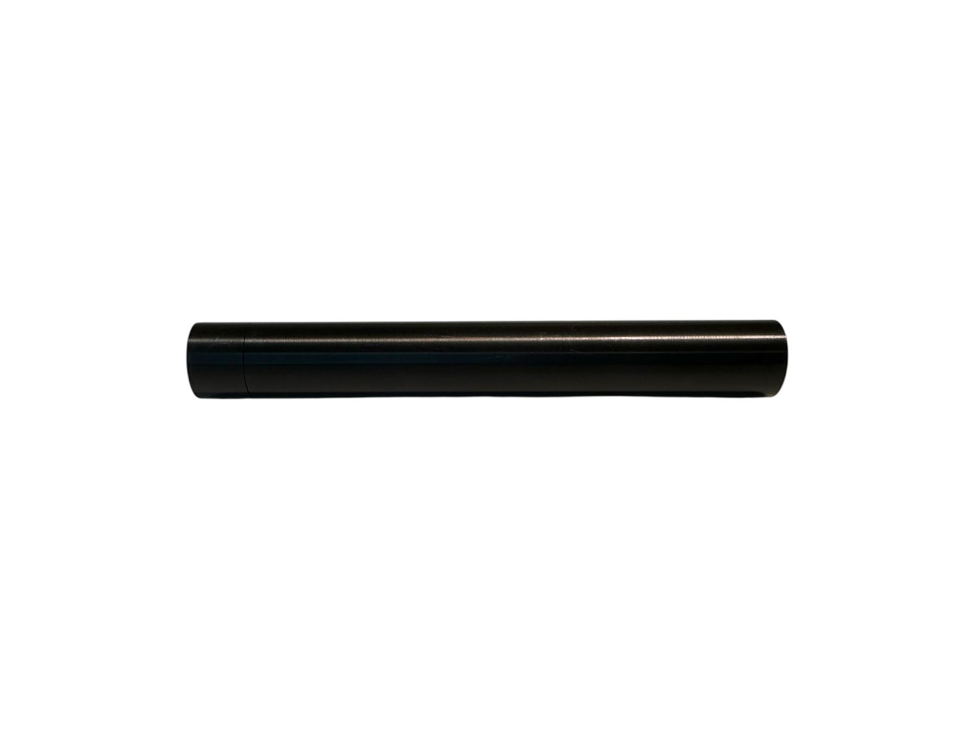 Black cylindrical rod on a white background.