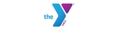 The YMCA logo with a blue