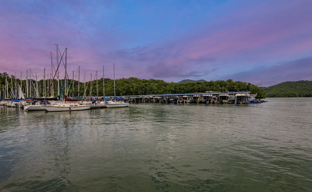 A large body of water with boats docked in it