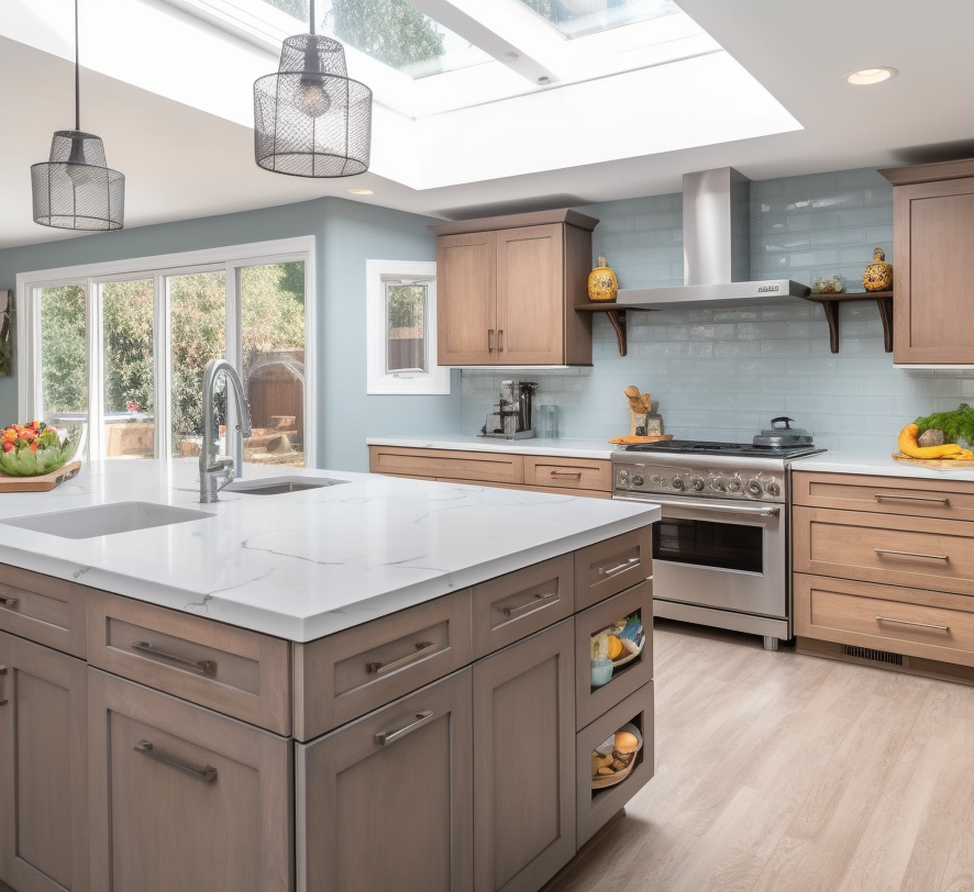 a Madison WI remodeled kitchen with stainless steel appliances and wooden cabinets