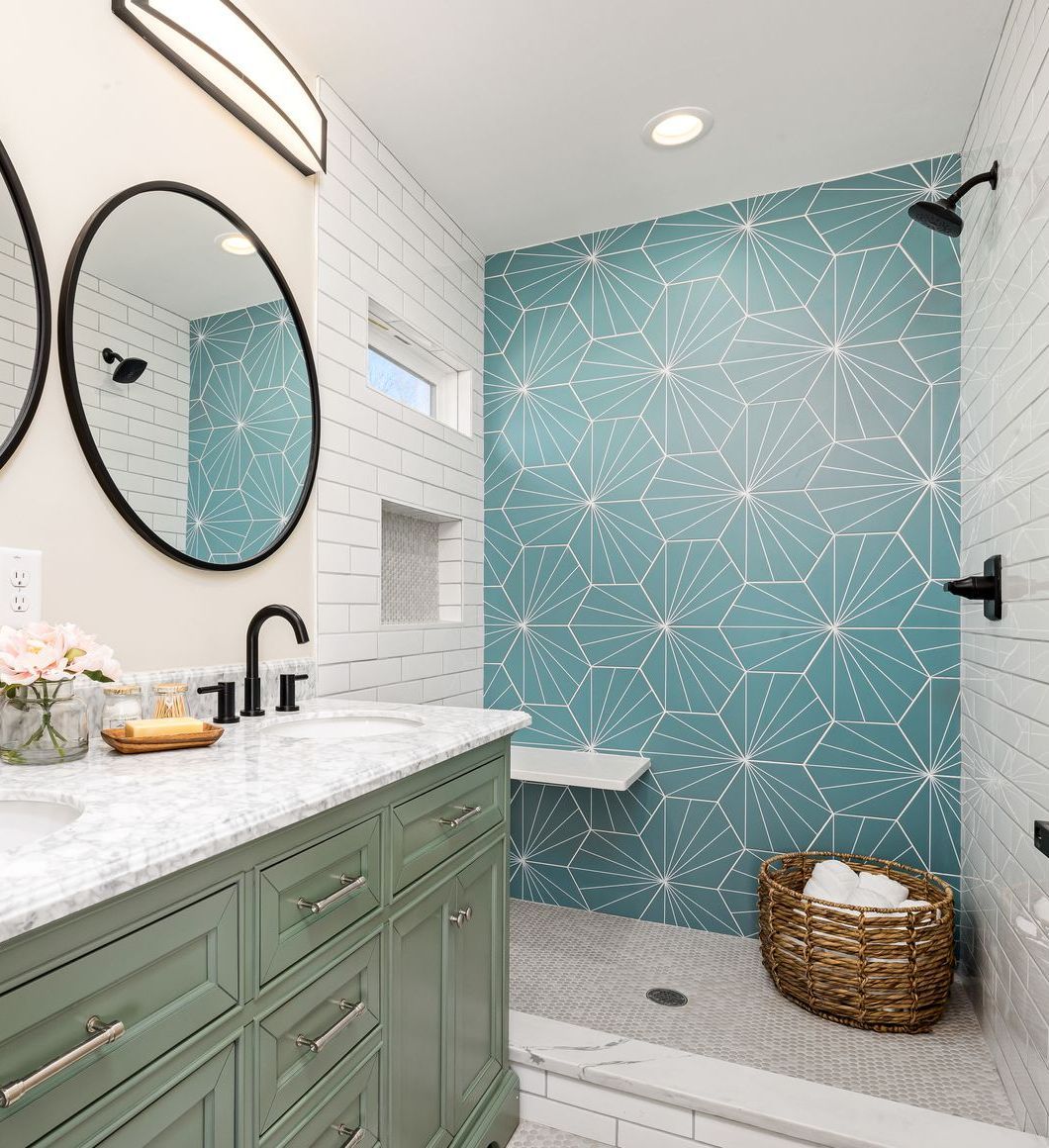 a bathroom with a sink, mirrors, and a walk-in shower: 10 Smart Bathroom Renovation Ideas to Elevate Your Home in 2024.