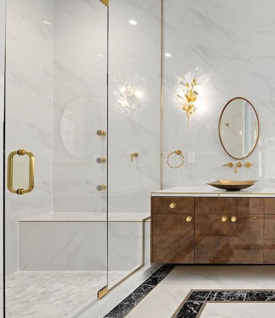 a bathroom with a walk-in shower, sink, and mirror: 10 Smart Bathroom Renovation Ideas to Elevate Your Home in 2024