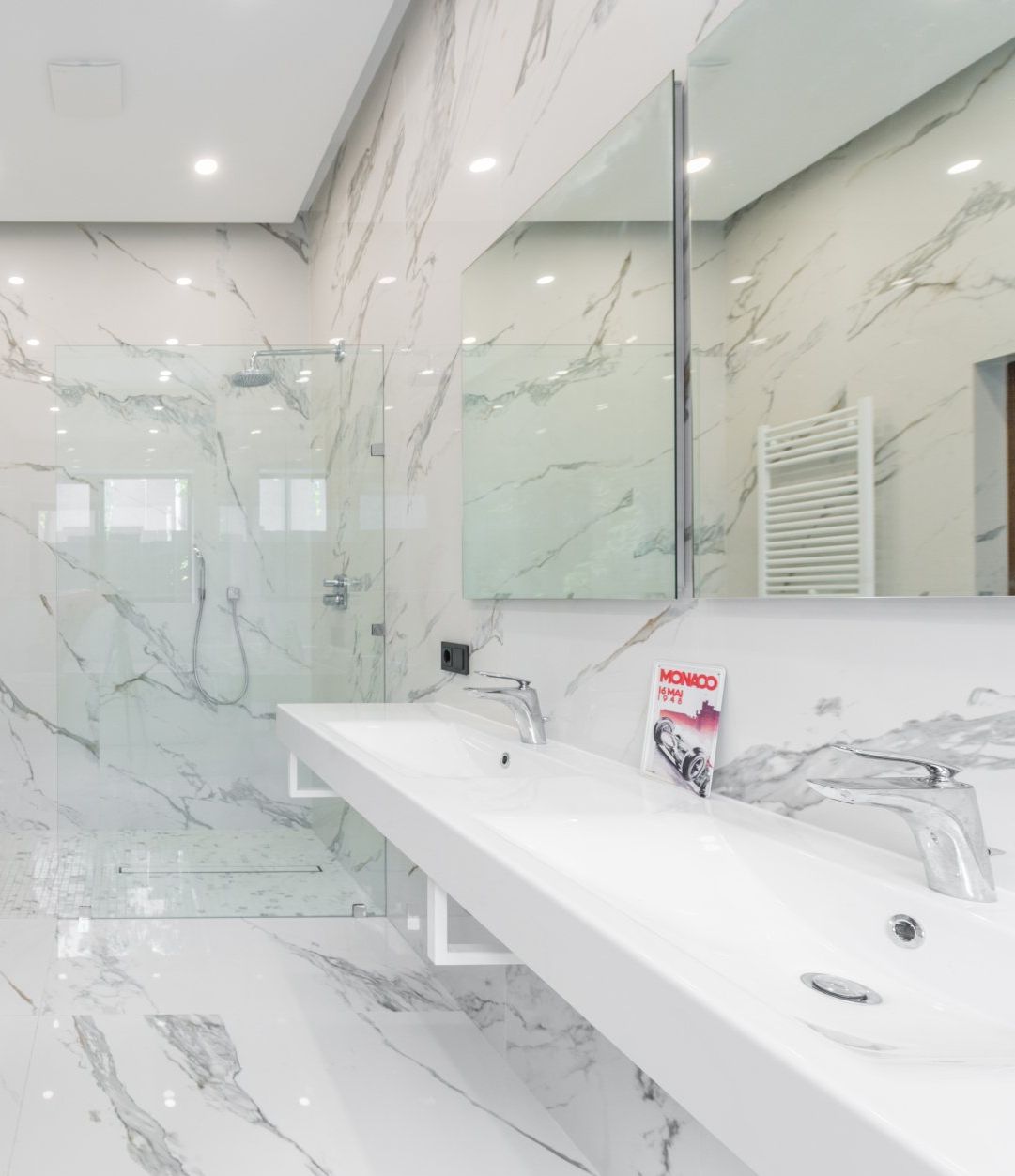 a bathroom with two sinks, a mirror and a walk in shower: 10 Smart Bathroom Renovation Ideas to Elevate Your Home in 2024