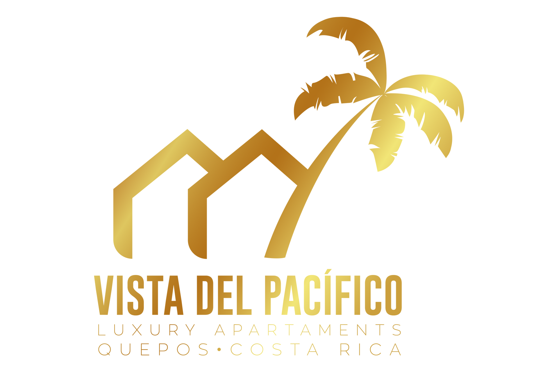 Un logotipo dorado para los apartamentos de lujo Vista del Pacífico
