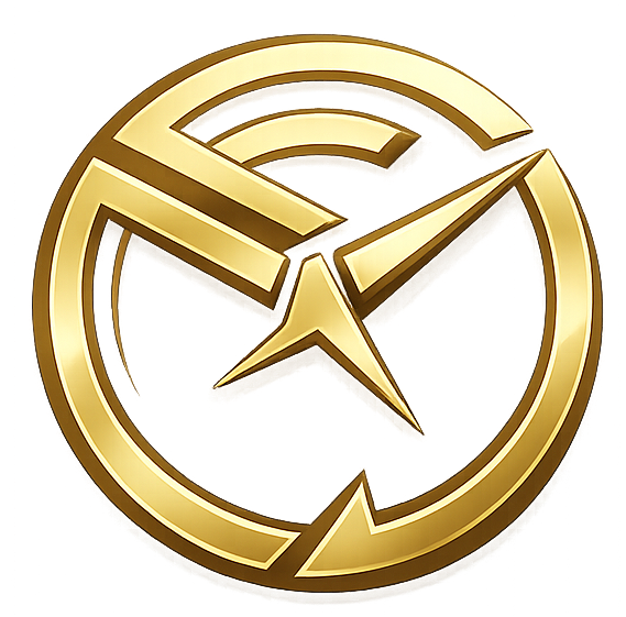 Gold circular emblem with a star-like symbol inside