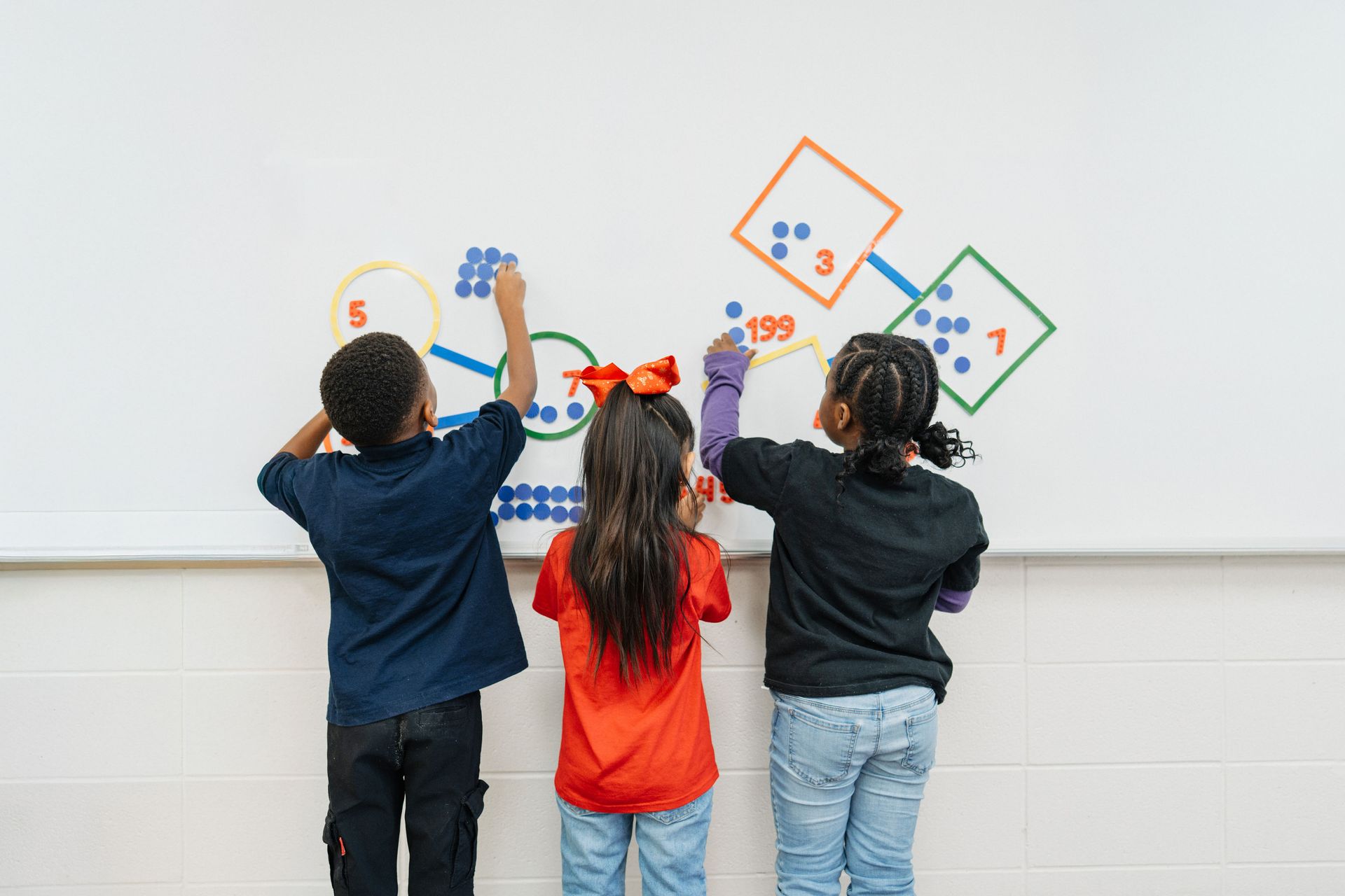 Students and families participating in math and science activities