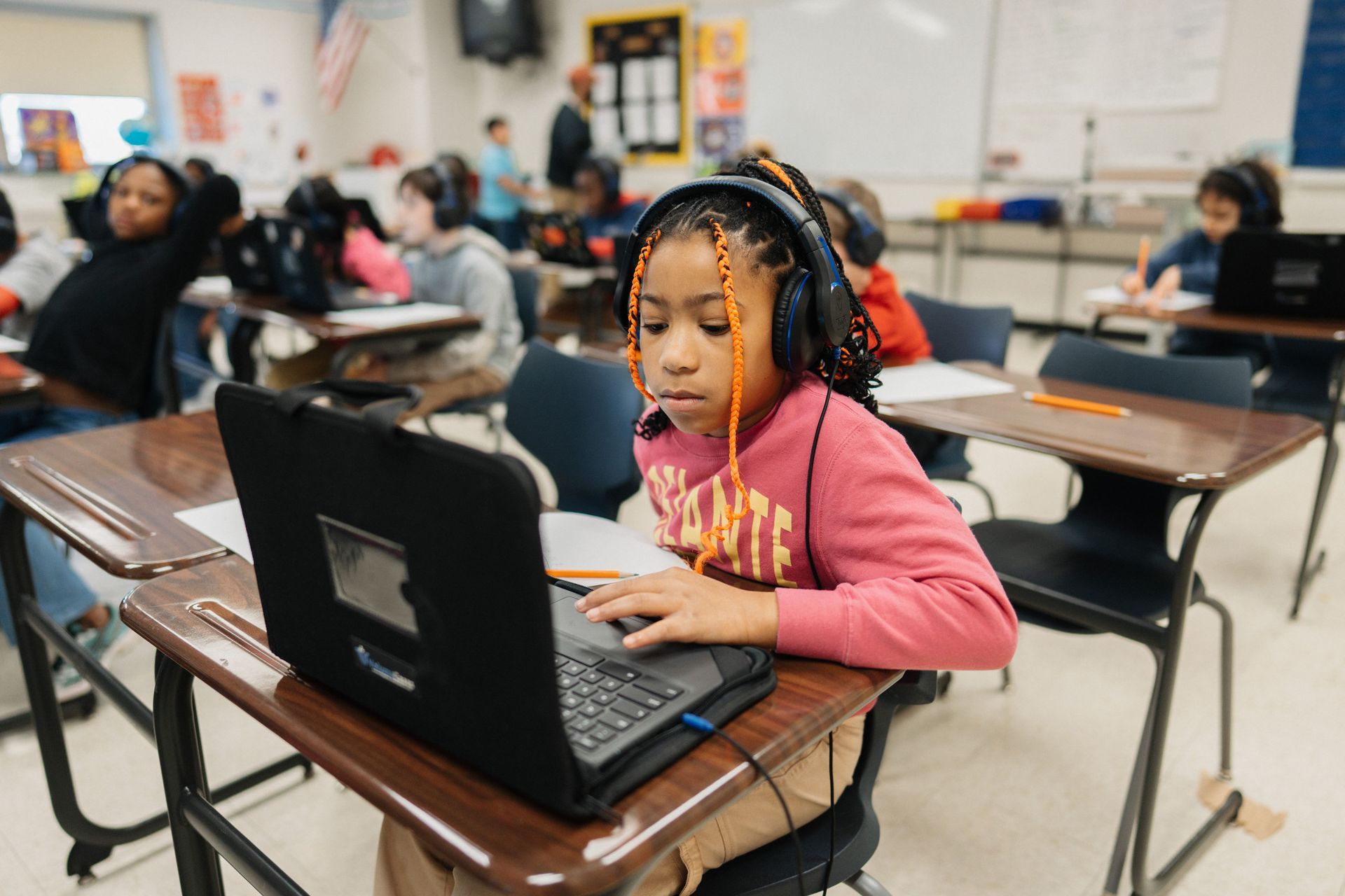 Student working on a Chromebook during an assessment