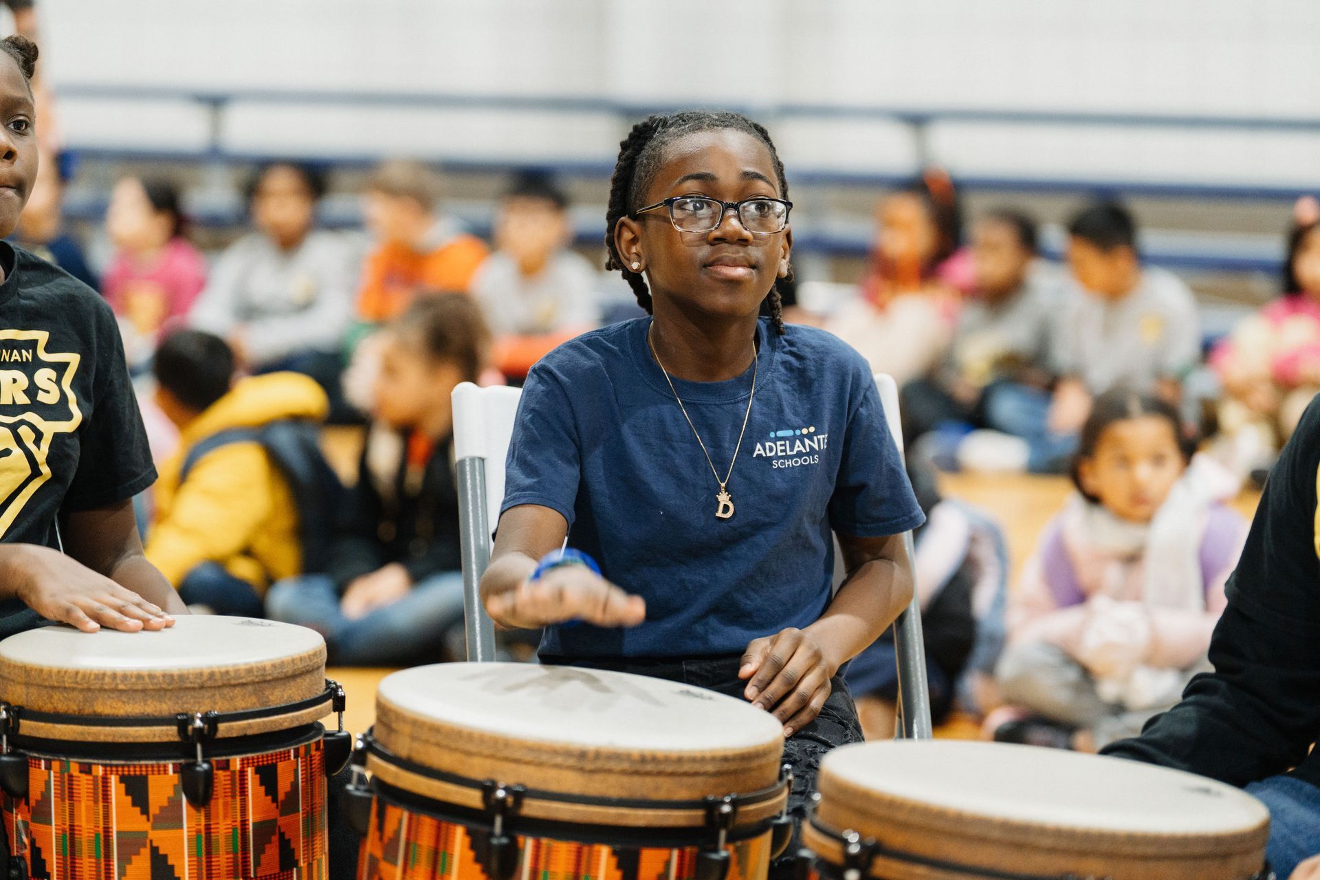 Students performing during a school music event