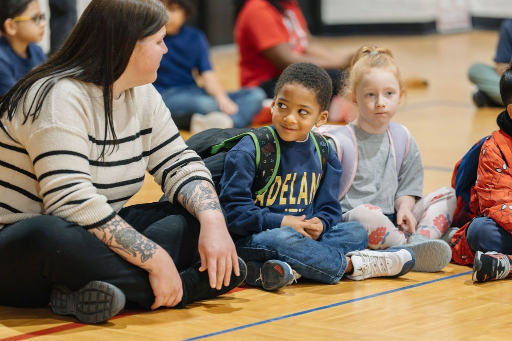 Students arriving at school in the morning