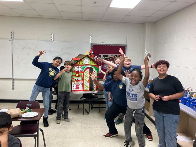 Gingerbread house decorated to match a favorite book.