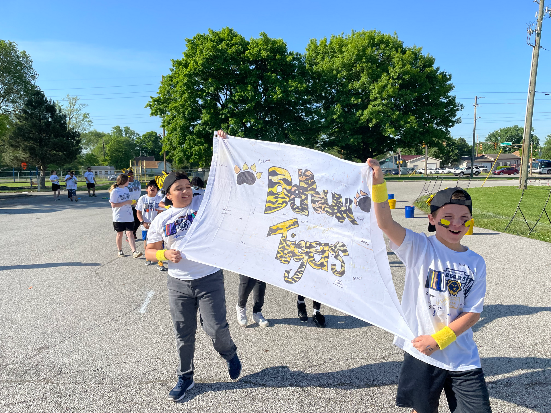Elementary students participating in Field Day activities
