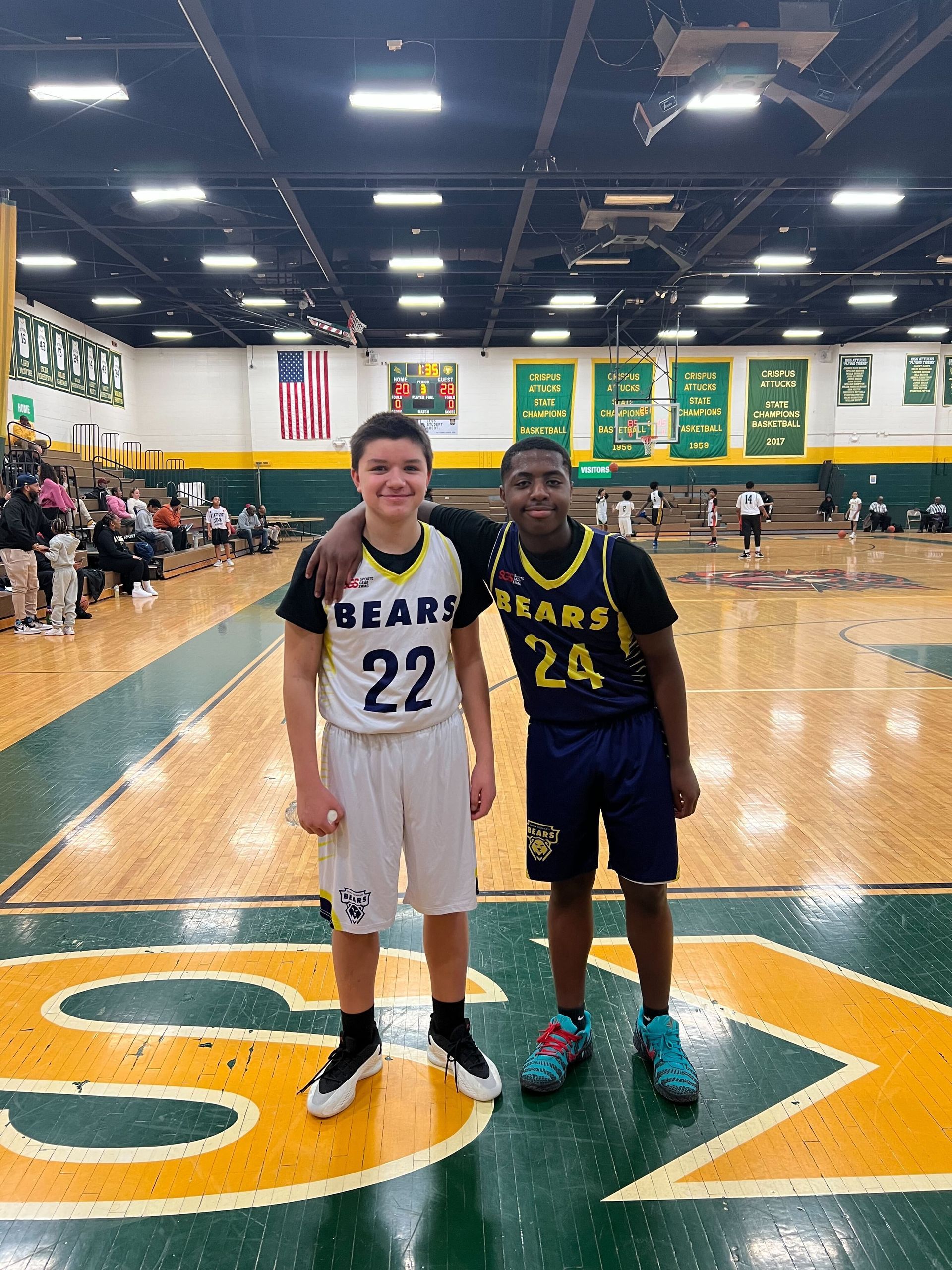 Staff members playing on the all-staff basketball team