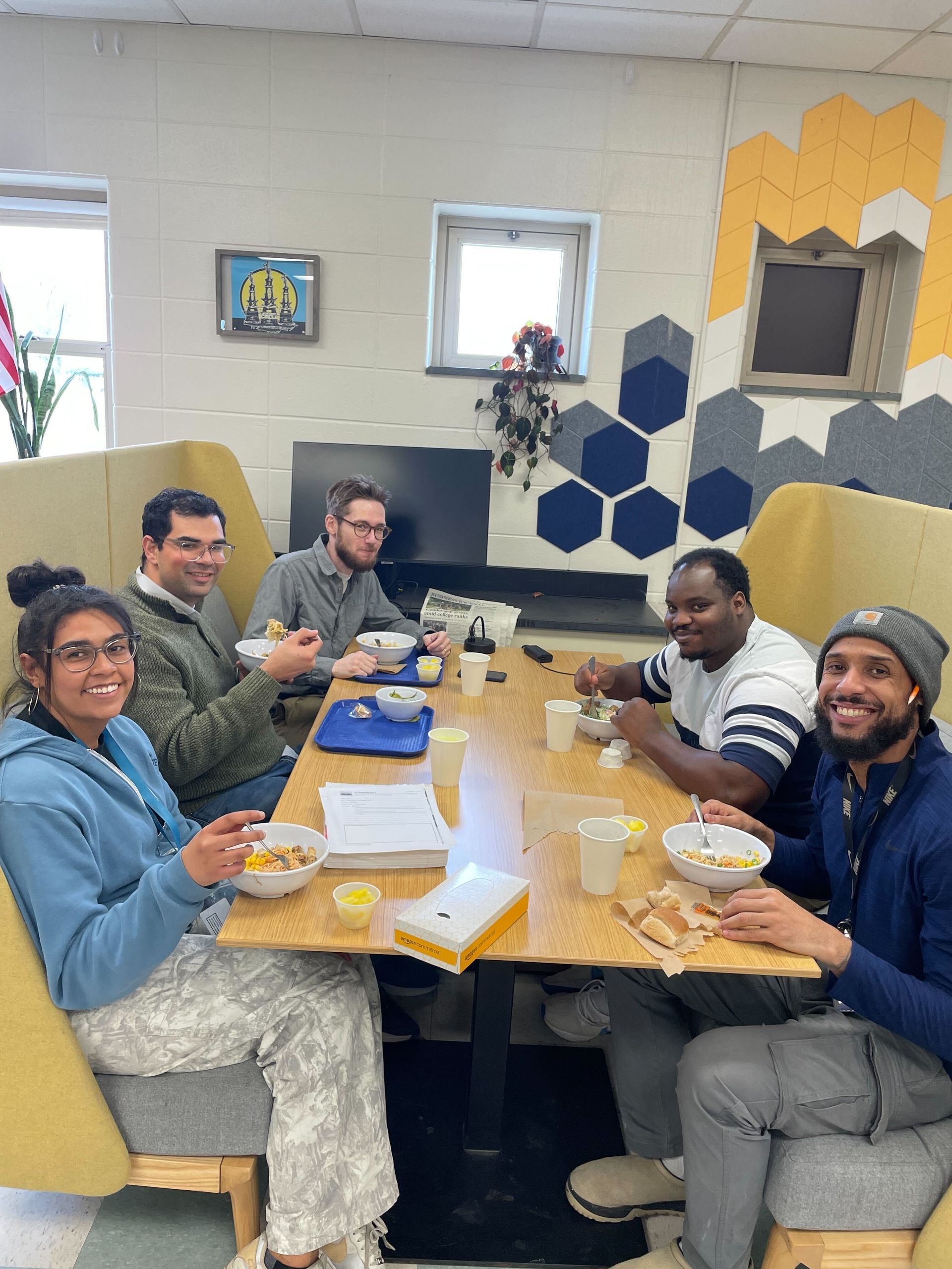 Middle school students enjoying lunch together