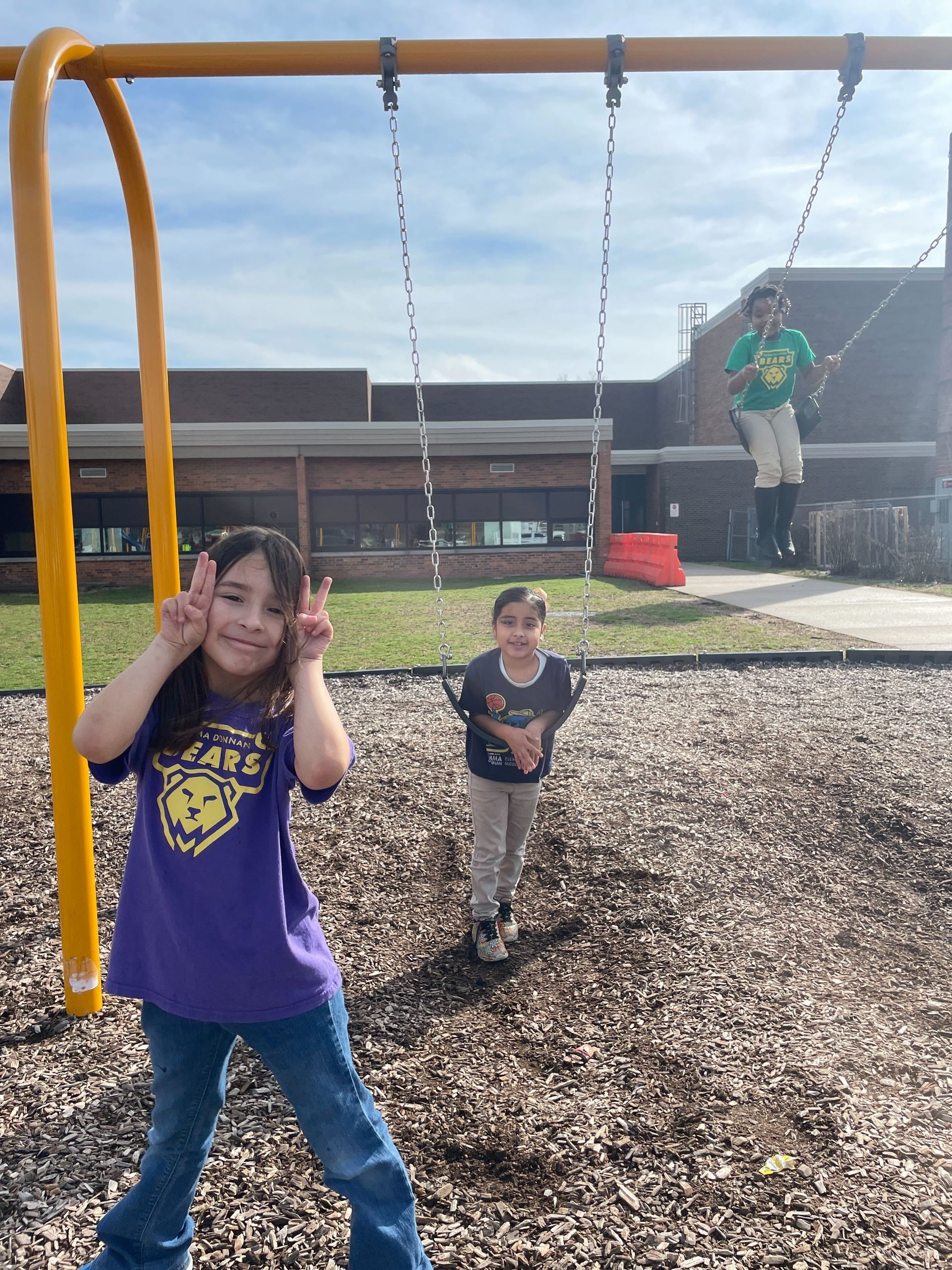 Students enjoying a warm weather day outdoors