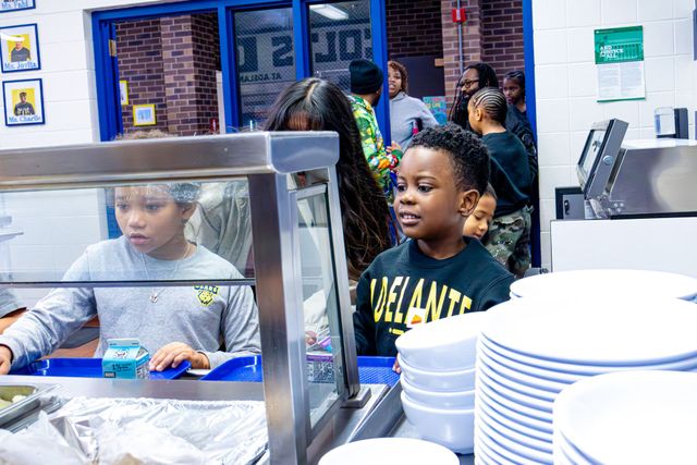 Families and scholars at Gobble Gathering lunch.