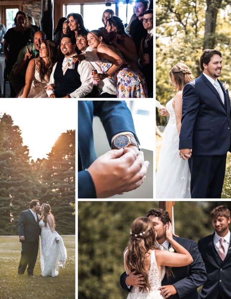 Collage of wedding highlights in Adel, IA.