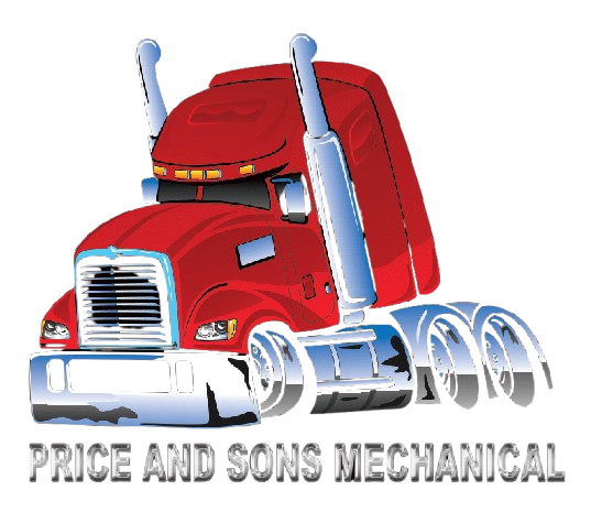 The logo for price and sons mechanical shows a red semi truck