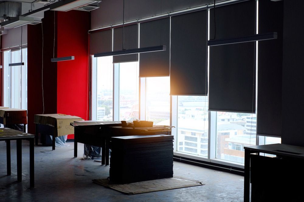 Installing Roller Blinds To A New Office — Window Coverings in Cardiff, NSW