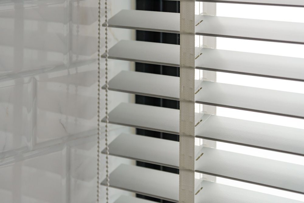 White Venetian Blind With Window — Wholesale Window Coverings in Lake Macquarie, NSW