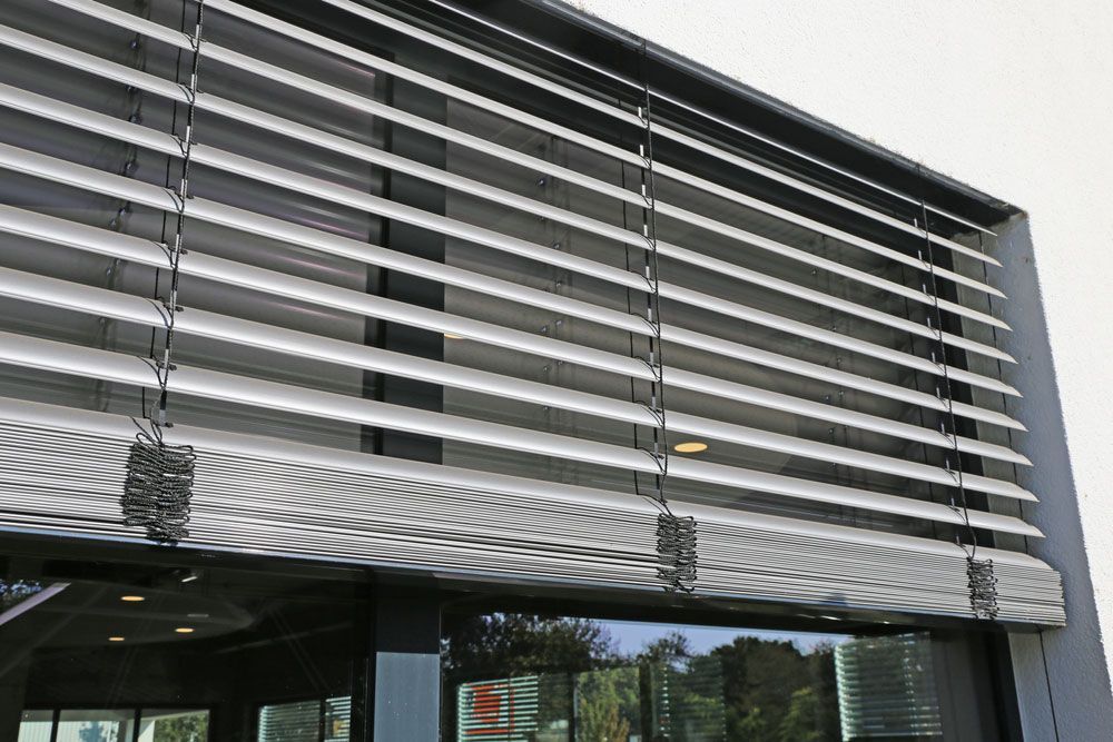 Window With External Venetian Blind And Exterior Shot — Wholesale Window Coverings in Newcastle, NSW