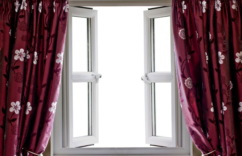 Open Window And Curtains With A Blank White View — Wholesale Window Coverings in Port Stephens, NSW