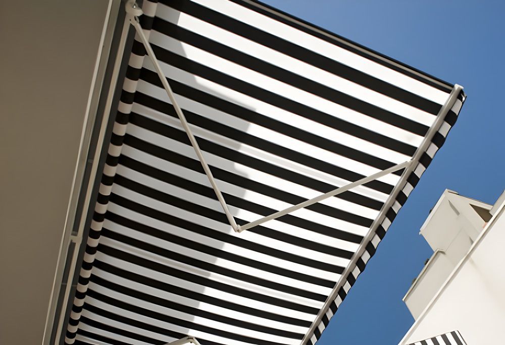 Black And White Awning — Window Coverings in Cardiff, NSW