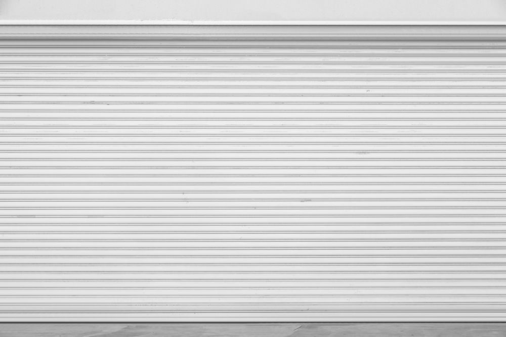 White Closed Roller Shutter Garage Door
