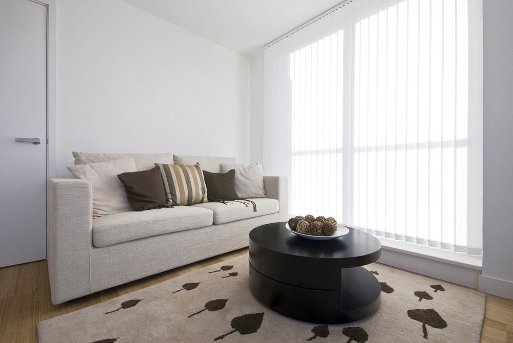 White Veri Shades In Living Room — Window Coverings in Cardiff, NSW