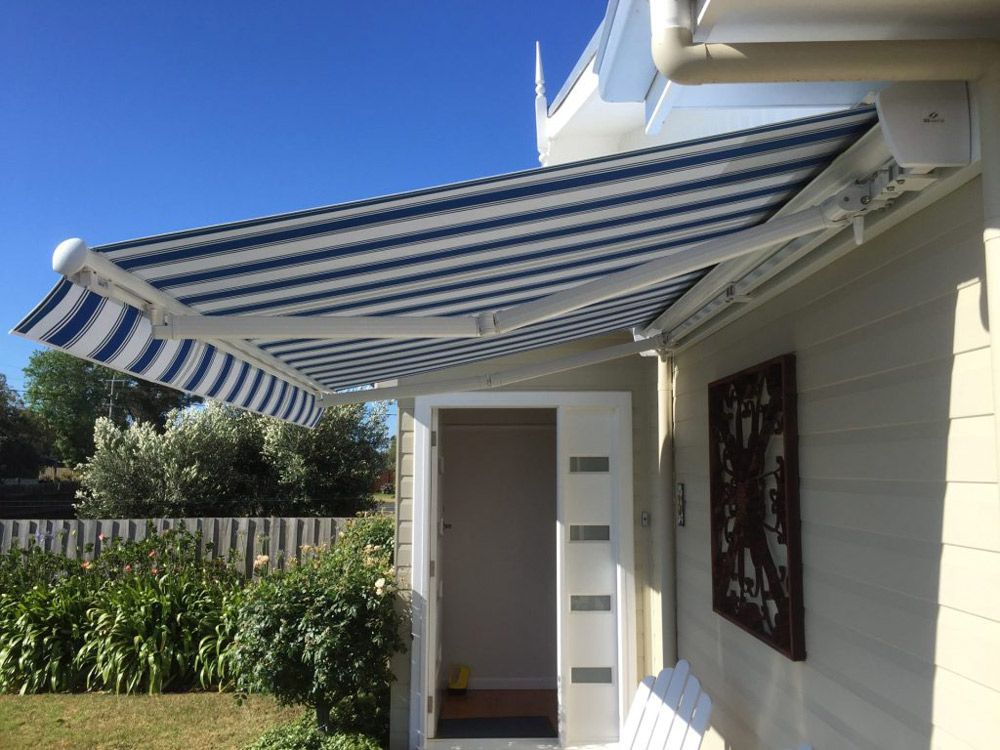 Installed Blue Awnings