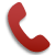 A red phone icon on a white background.