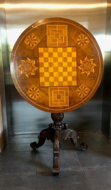 Antique European Marquetry Game Table - Janet's Antiques
