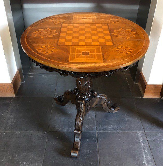 Antique European Marquetry Game Table